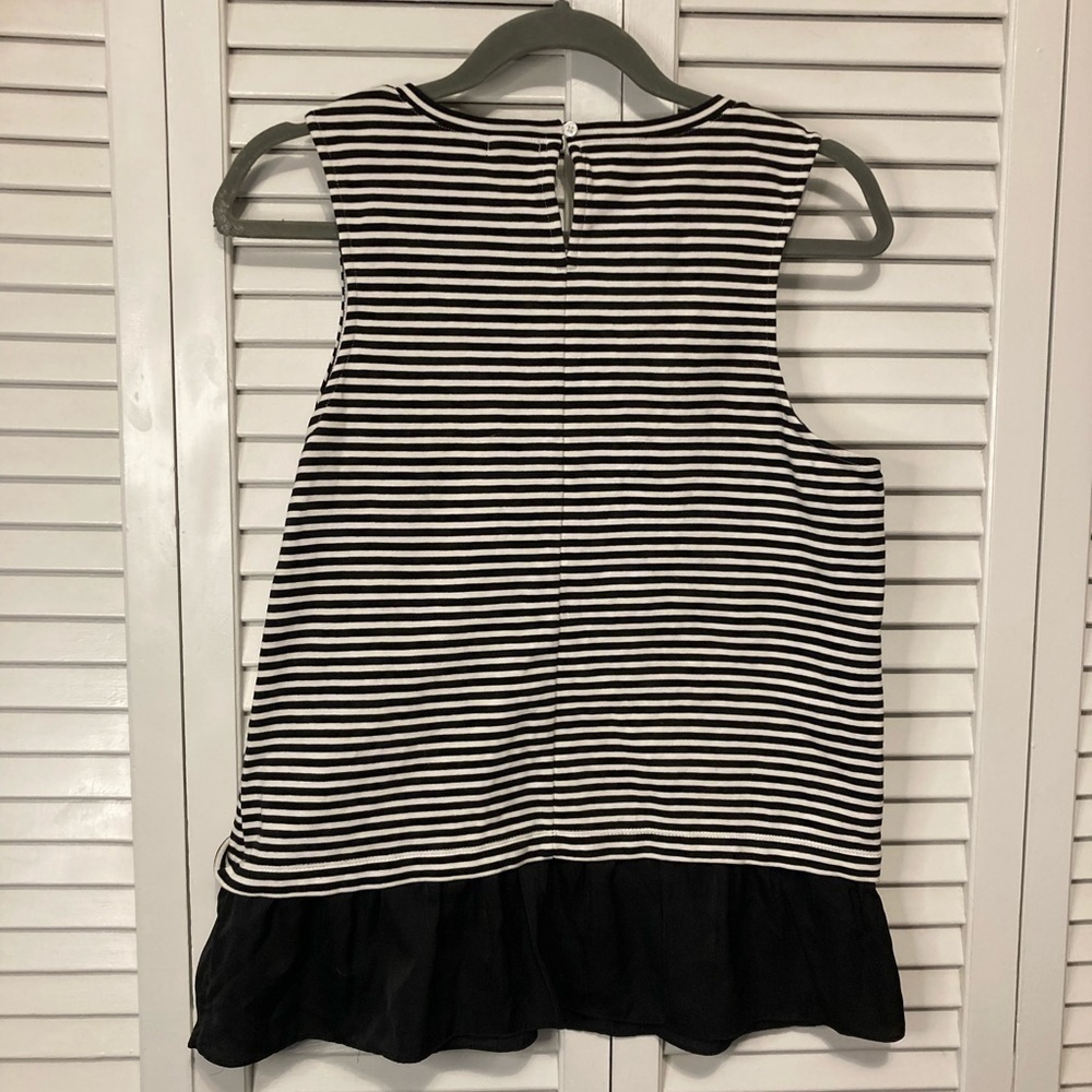 J. Crew Black And White Striped Ruffle Tank Blouse Size Small - Picture 7 of 10
